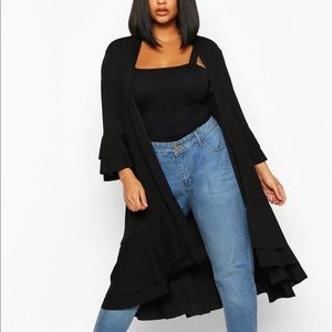 Ruffle cardigan midi